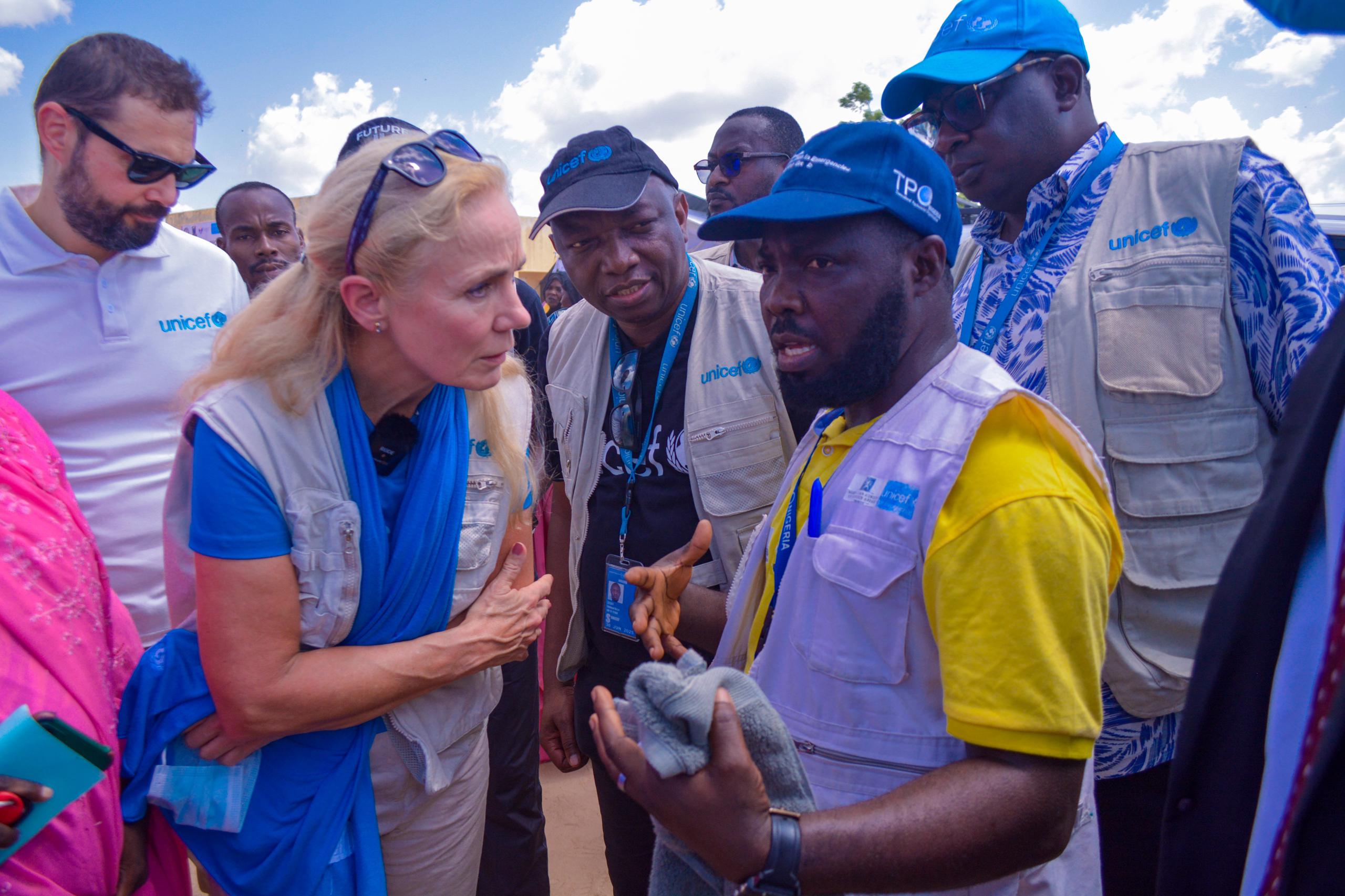 UNICEF Deputy Executive Director, Kitty Van Heijden, visit to Gubio IDP camp in Maiduguri, Borno State, Northeast Nigeria.